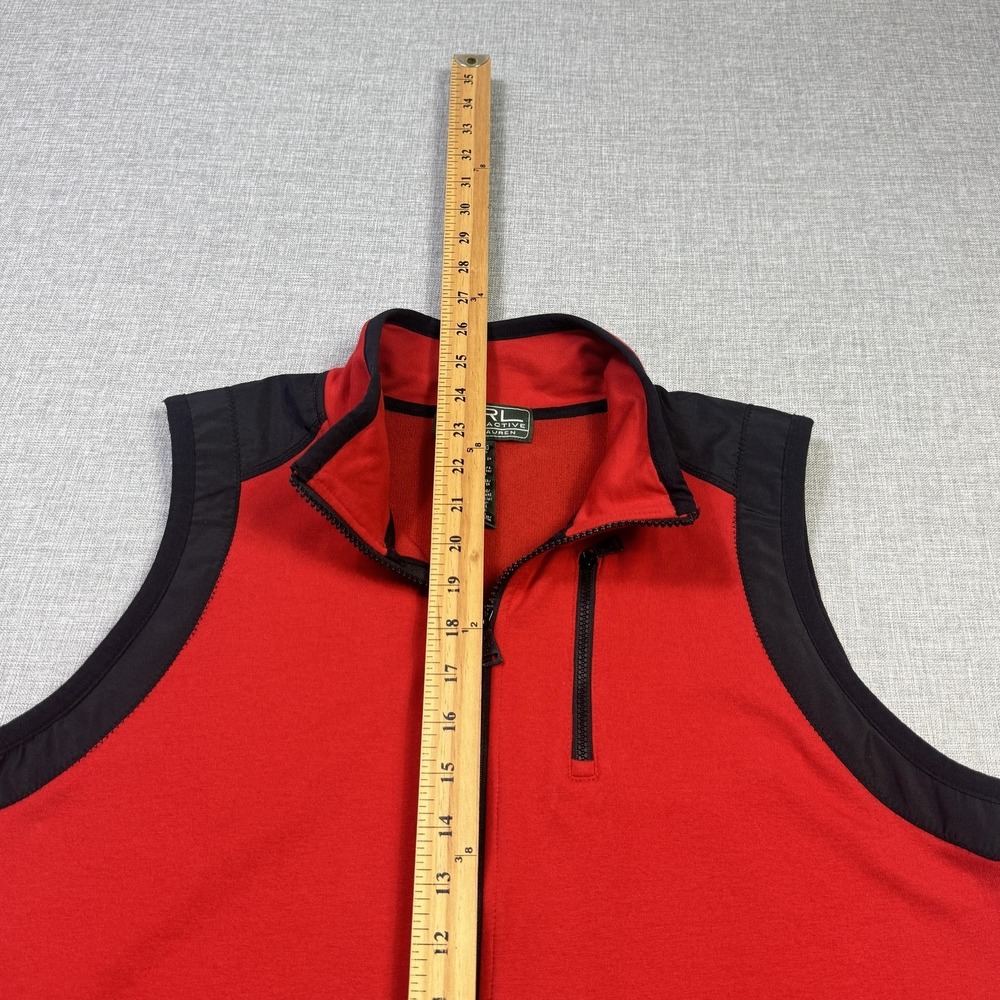 Lauren Ralph Lauren Vest Womens XL Red Collared Full Zip Pockets Cotton Blend - Picture 6 of 10